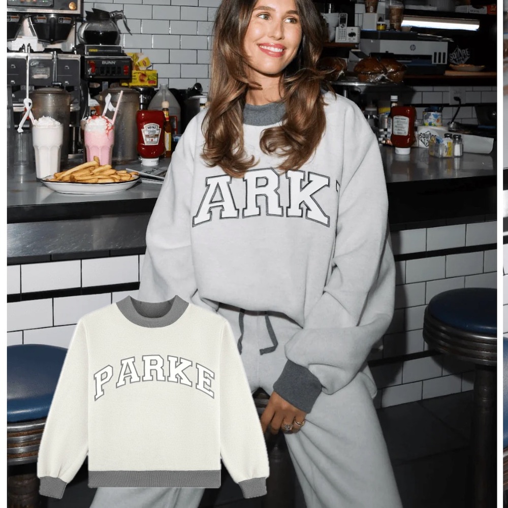 Parke Gray and White Women's Hoodie